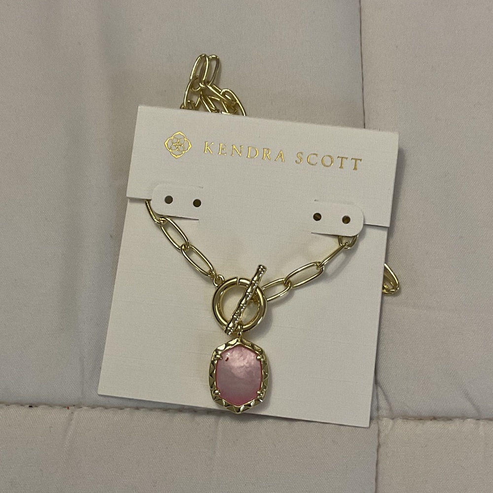 Kendra Scott Gold Necklace with Pink Pendant